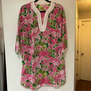 Lilly Pulitzer Pink and Green Floral Swim Coverup